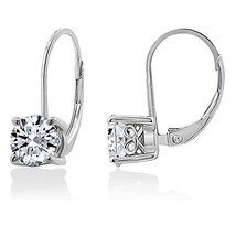 1CT Moissanite Solitaire Drop Dangle Leverback Earrings White Gold Plated Silver - £63.73 GBP