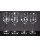 4 Vintage Etched Wine/Champagne Bar Glasses 8 oz 7 1/2&quot; Ex - £17.18 GBP