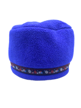 Vtg LL Bean Winter Hat Cap Fleece Blue Purple Tiny Floral Print S/M Womens - £29.12 GBP