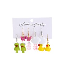 5pcs Cartoon Butterfly Frog Little Yellow Duck Earrings for Women Acrylic Earrin - £10.47 GBP
