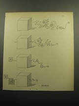 1960 Cartoon by Saul Steinberg - Squiggle Line Into Cube - $14.99