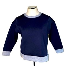 Lucca Anthropologie Pullover Sweatshirt sweater navy blue with grey trim... - £18.95 GBP