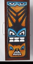 Totem Fused Art Glass Wood Treasure Box Jewelry Tea Bags Ecuador - £35.58 GBP