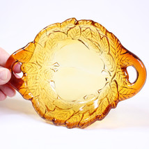 VINTAGE Tiara Indiana Glass Burnt Honey Sweet Pear Handled Bowl Olive Di... - £10.63 GBP