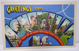 Greetings From Asheville Large Letter Linen Postcard Curt Teich North Ca... - $36.34