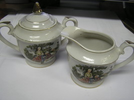 Vintage Victorian Design Sugar &amp; Creamer Made In Japan - £12.30 GBP