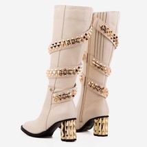 The Gladiator Cream Leather Knee High Women Boot image 8
