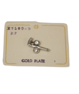 Gold Plate Golf Club Tie Tack Pin with 2 Rhinestone Balls Never Used - €10,58 EUR