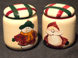 Vintage Santa &amp; Frosty Salt &amp; Pepper Shaker Set - Christmas Winter Holidays - $9.98