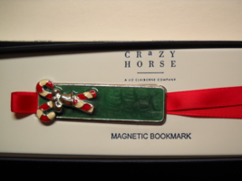 Crazy Horse Liz Claiborne Book Marker Magnetic Christmas Candy Cane Boxed - £5.58 GBP