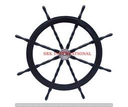 Deluxe Class Black Wood and Chrome Decorative Pirate Ship Steering Wheel - £119.15 GBP