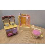 Fisher Price Loving Family Dollhouse Bathroom Set Double Sink Shower Tub... - $31.59 CAD
