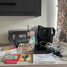 Nintendo Wii Holiday Bundle Black Super Mario Bros. 10 Games Carrying Case - $290.24