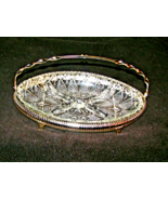 Vintage Anchor Hocking. Divided Oval Relish Dish. Chrome Serving Holder ... - $12.08