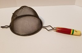 Vintage Ekco A&amp;J Red Wood Handle 11&quot; Hand Held Sieve Strainer Screen Sifter - £15.45 GBP