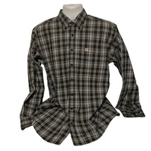 Cinch Button Down Shirt Men&#39;s Medium Western Wear Plaid Black Beige White - £12.58 GBP