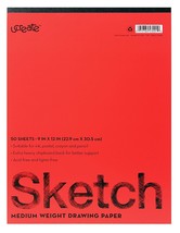 U-Create Sketch Pad 9&quot; x 12&quot; Med. Weight Paper 50 Sheets, Acid &amp; Lignin ... - $10.99