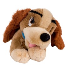 Disney Store Lady and The Tramp VTG Plush 12&quot; Collar Tag Brown Puppy Dog Ears - £10.08 GBP