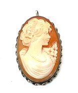 Vintage Signed Burdick Co. Italy 925 Sterling Silver Shell Cameo Brooch ... - $1,030.65 MXN