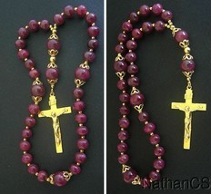 Anglican Episcopal Rosary w Genuine Ruby Beads &amp; Gold Vermeil Cross - £642.36 GBP