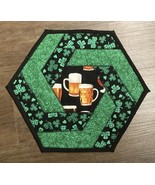 March St. Patrick&#39;s Day Beer Mug Delight Hexagon Quilted Table Topper &amp; ... - $25.00