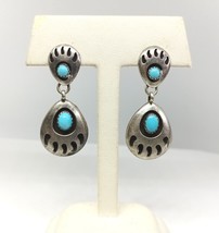Native American Sterling Silver and Turquoise Earrings Bea Tom - £103.11 GBP