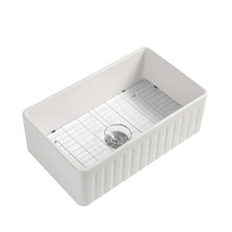 Farmhouse Fireclay Kitchen Sink 33x20" Grid - $404.99