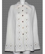 VTG Fashionelle Sweater Poncho Shawl Perforated Holes Metal Button 3-D F... - $53.09 CAD