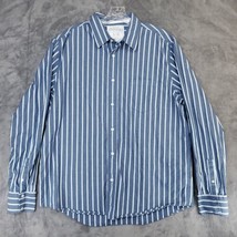 Aeropostale Shirt Men&#39;s XL Blue White Striped Long Sleeve Front Cotton Aero - $9.69
