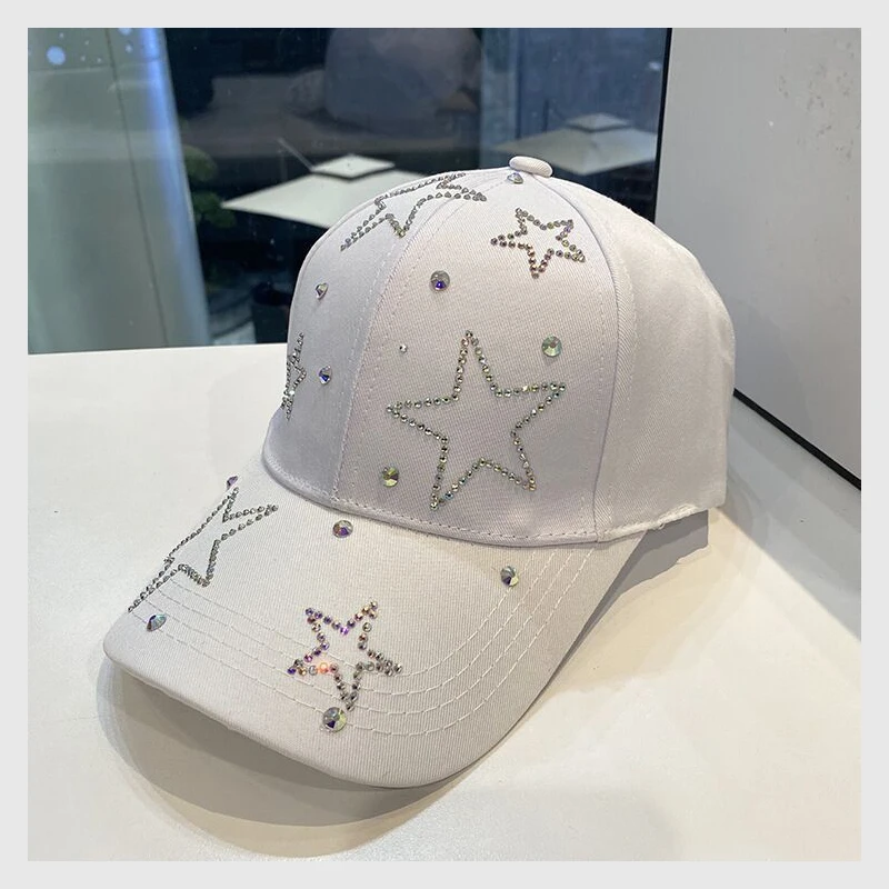 Women&#39;s Baseball Cap Five Pointed Star Inlaid Diamond Sun Hat Spring And Summer - £12.09 GBP