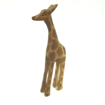 Vintage Giraffe Figurine Hand Carved Wood Brown Painted Small 3&quot; Figure - $9.99