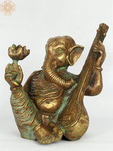 14&quot; Lord Ganesha Playing Sitar | Original Bronze Sculpture | Home Decor - £2,397.26 GBP