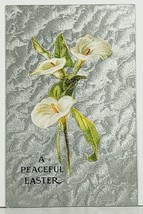 Peaceful Easter Shimmering Silver And White Lilies 1909 Postcard F3 - £3.10 GBP
