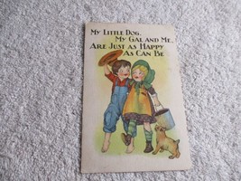 My Little Dog My Gal Me are happy as can be 1914 Dog pet Humor Postcard ... - £27.25 GBP
