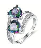 Silver ~ Stainless Steel ~ Heart Shaped Crystals w/Faux Diamonds ~ Size ... - $356.69 MXN