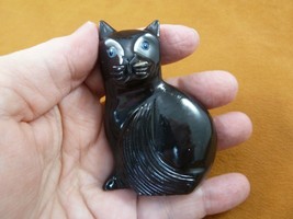 (Y-CAT-305) Black Onyx KITTY baby kitten CAT stone figurine I Love Cats ... - £25.54 GBP