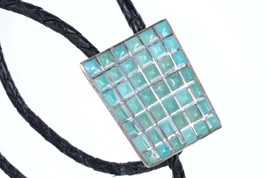 Vintage Zuni Sterling Turquoise Raised Channel inlay bolo - $277.20