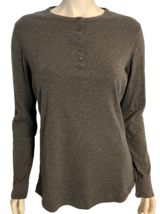 Duluth Trading Co Women&#39;s Knit LS Henley Shirt Charcoal Gray Size M - £12.88 GBP