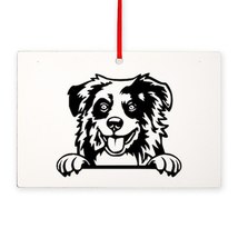 PEEKING AUSTRALIAN SHEPHERD AUSSIE Rectangle Ornament - $21.00