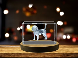 LED Base included | Beagle Dog - 3D Engraved Dog Crystal Sculpture Gift - $39.99 - $399.99