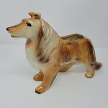 Collie Dog/Lassie Ceramic Planter EUC 12 inches Brown &amp; White Large Vint... - £26.78 GBP