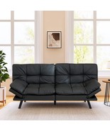 Modern Loveseat With Covertible Armrests, Leather Memory Foam Small Spli... - £306.62 GBP