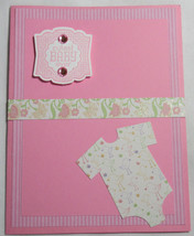 Stampin Up! Handmade Cutest Baby Ever Pink card w/envelope Bodysuit Dimensional - £4.87 GBP