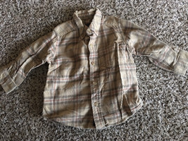 * Boys The Children&#39;s Place Checkered Plaid Button Down Shirt-Size 18 Mo... - £3.98 GBP