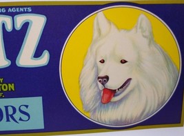 Spitz Dog Crate Label Blue Anchor California Fruit 1940s Vintage White Puppy - £11.23 GBP