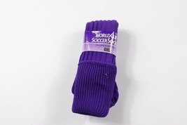 NOS Vintage 80s Youth 7-10 Nylon Tall World Cup Soccer Socks Solid Purpl... - $14.80