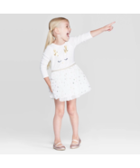 Toddler Girls’ Long Sleeve Reindeer T-Shirt Tulle Dress, Almond Cream, 1... - £7.20 GBP