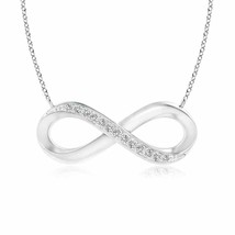 ANGARA Sideways Natural IJI1I2 Diamond Infinity Pendant Necklace in White Gold - £326.91 GBP