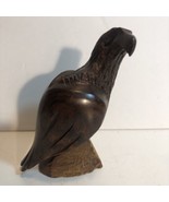 Vintage Nicely Carved Wood Eagle Hawk Figurine Statue 4” Perched Folk Decor - $32.00 CAD