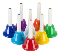 Hand Bell Set - 8 Note Diatonic Metal Bells With Song Sheet Musical Inst... - $38.99